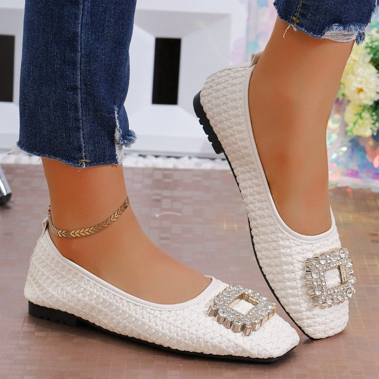 Damen elegante Ballerinas mit funkelndem Schmuckelement R&B