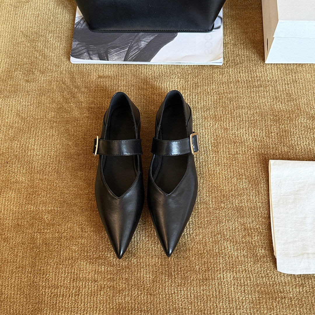 Damen Elegante Slingback-Ballerinas aus hochwertigem Leder mit modischem Riemchen R&B