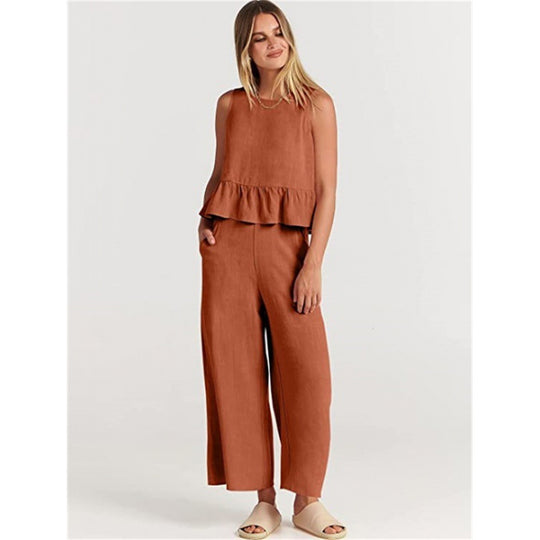 Damen lässiger Jumpsuit mit voluminösem Oberteil und seitlichen Taschen R&B