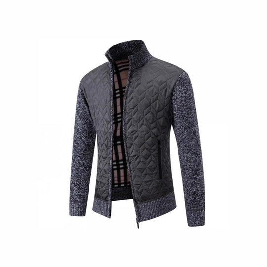 Herren Steppjacke mit hohem Kragen und eleganter Strickästhetik R&B
