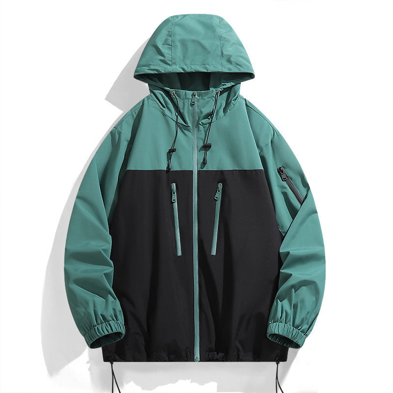 Herren winddichte Funktionsjacke mit stylischem Farbkontrast und praktischen Taschen R&B