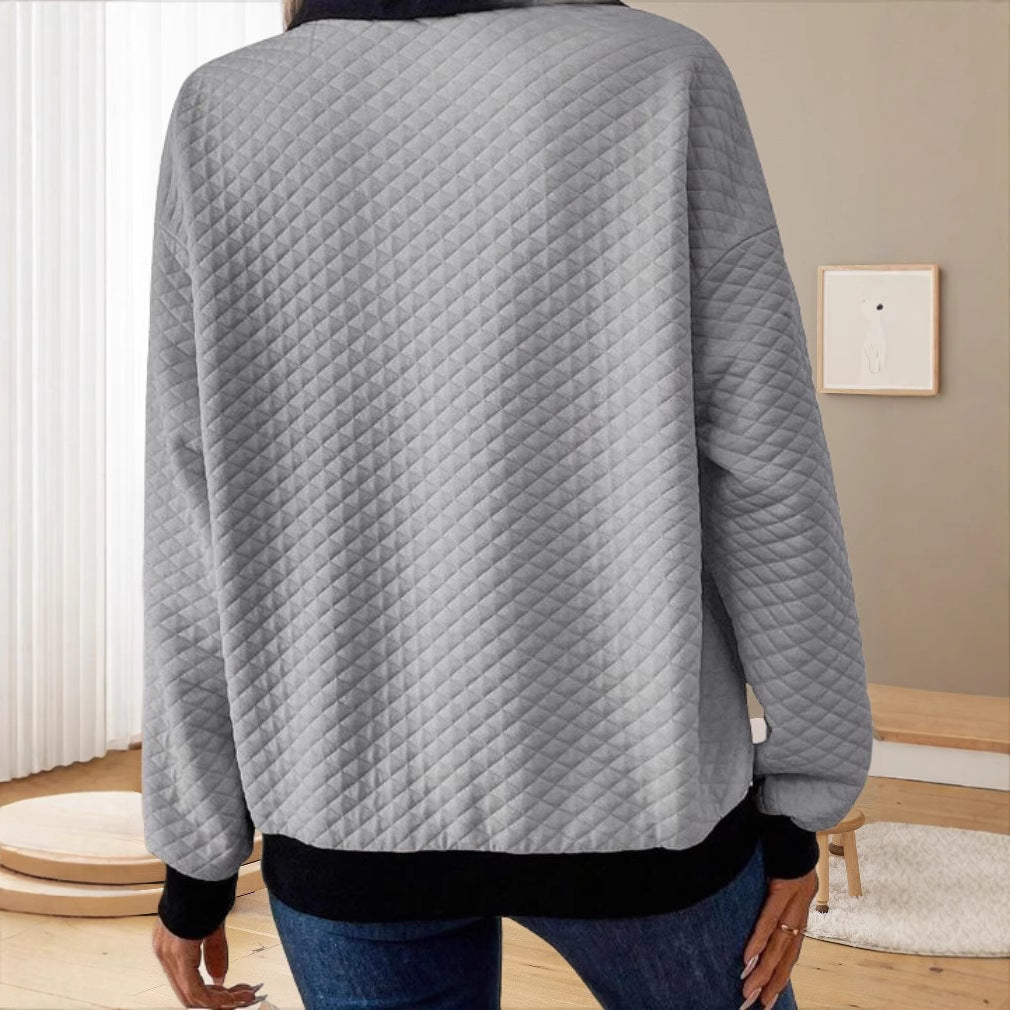 Damen Stepp-Pullover mit Kragen und Knopfleiste R&B
