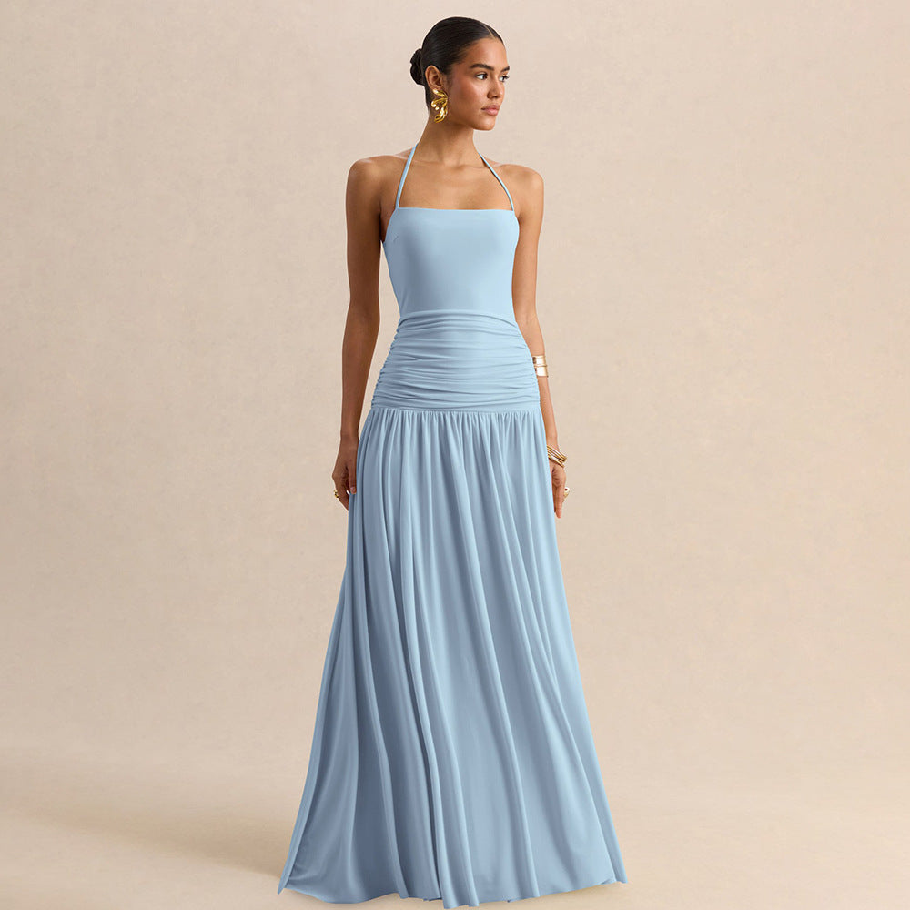 Damen Elegantes Maxikleid mit rüschiertem Oberteil und zarter Silhouette R&B