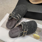 Damen Filzclogs mit modischer Schnallenverzierung und kuscheligem Innenfutter R&B