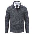 Herren eleganter Strickpullover mit halbem Reißverschluss und strukturierter Oberfläche R&B