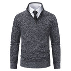 Herren eleganter Strickpullover mit halbem Reißverschluss und strukturierter Oberfläche R&B