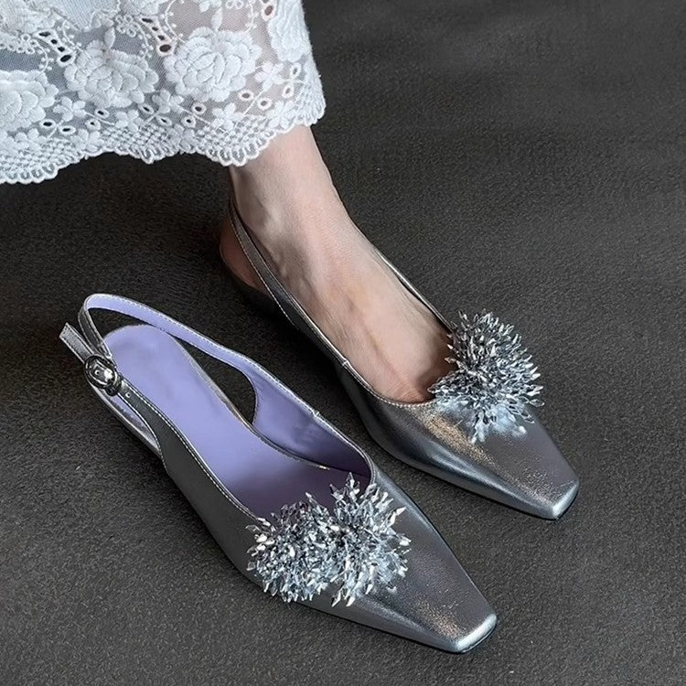 Damen Slingback-Pumps mit elegantem Glitzerakzent und komfortablem Blockabsatz R&B