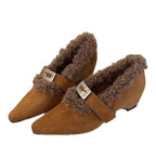 Damen elegante Stiefeletten mit warmem Futter und modischem Riemchen R&B