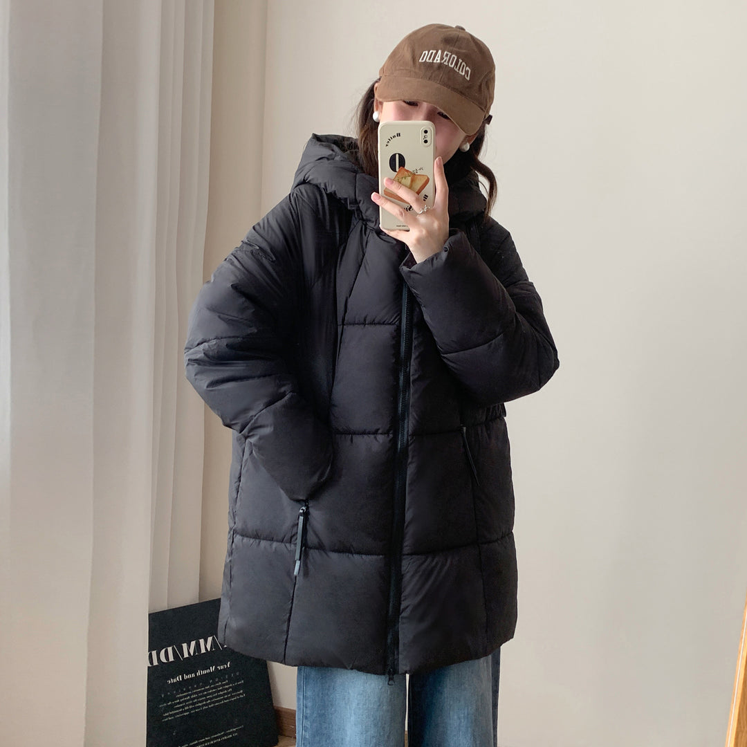 Damen Übergroße Pufferjacke mit Kapuze und praktischen Eingrifftaschen R&B