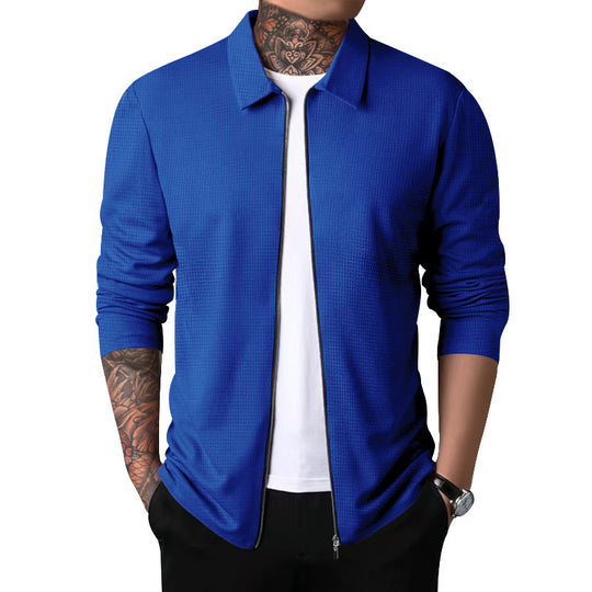 Herren Freizeitjacke mit durchgehendem Reißverschluss und strukturiertem Gewebe R&B