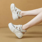 Damen Sportliche Plateau-Sneaker mit atmungsaktivem Mesh und rutschfester Sohle R&B