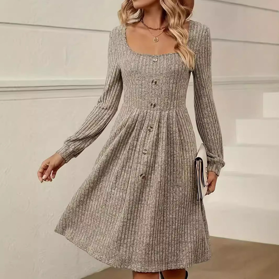 Damen Strickkleid mit Knopfleiste R&B