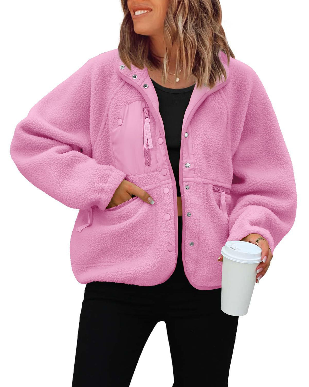 Damen kuschelige Fleecejacke mit praktischen Taschen R&B