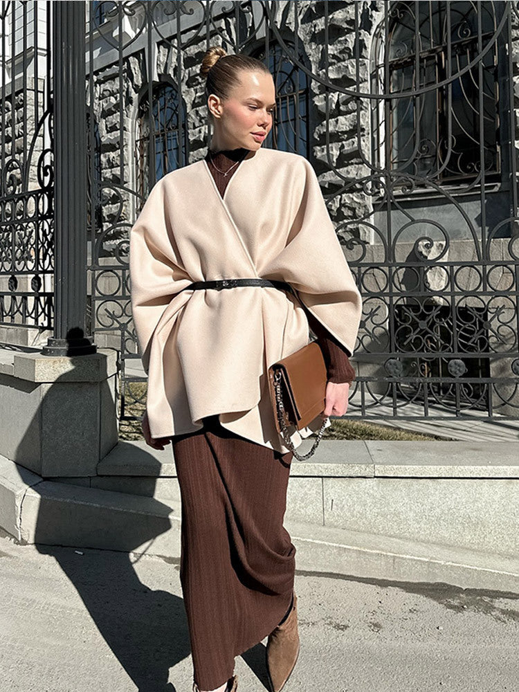 Damen modische Capeshirt mit asymmetrischem Design R&B