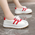 Damen modische Plattform Sneakers mit trendigem Metallic-Design R&B