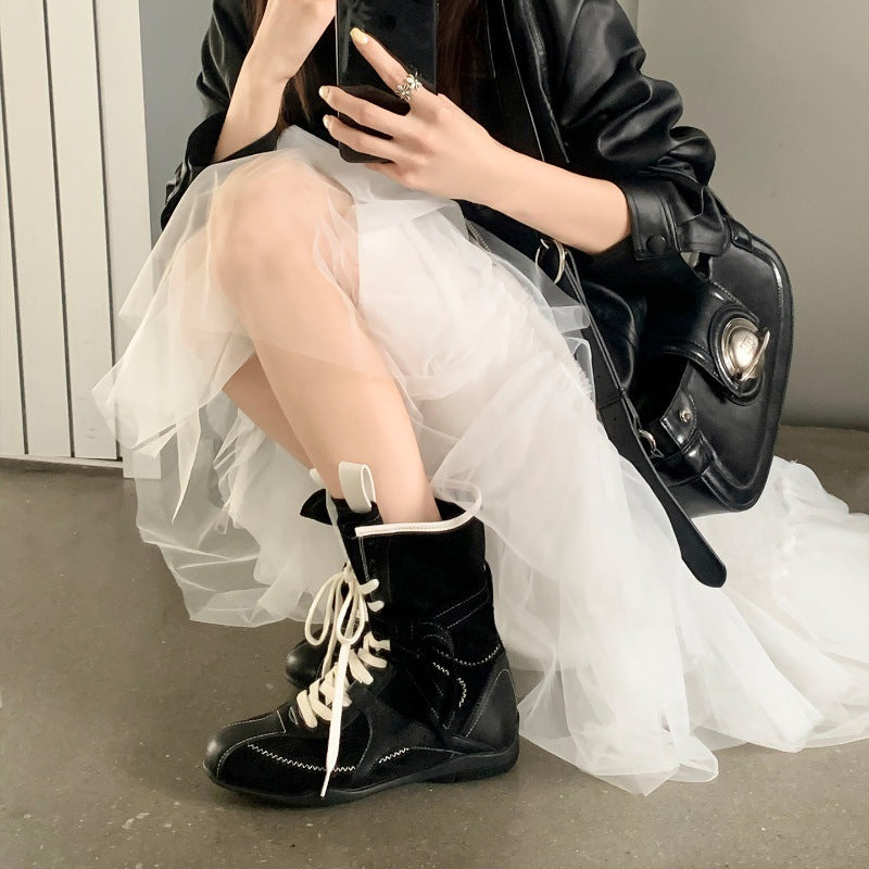 Damen modische Freizeitstiefel mit stylishen Schnürdetails und hohem Komfort R&B