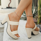 Damen Wedge-Plateau-Sandaletten mit geflochtenem Riemendesign und komfortablem Fußbett R&B