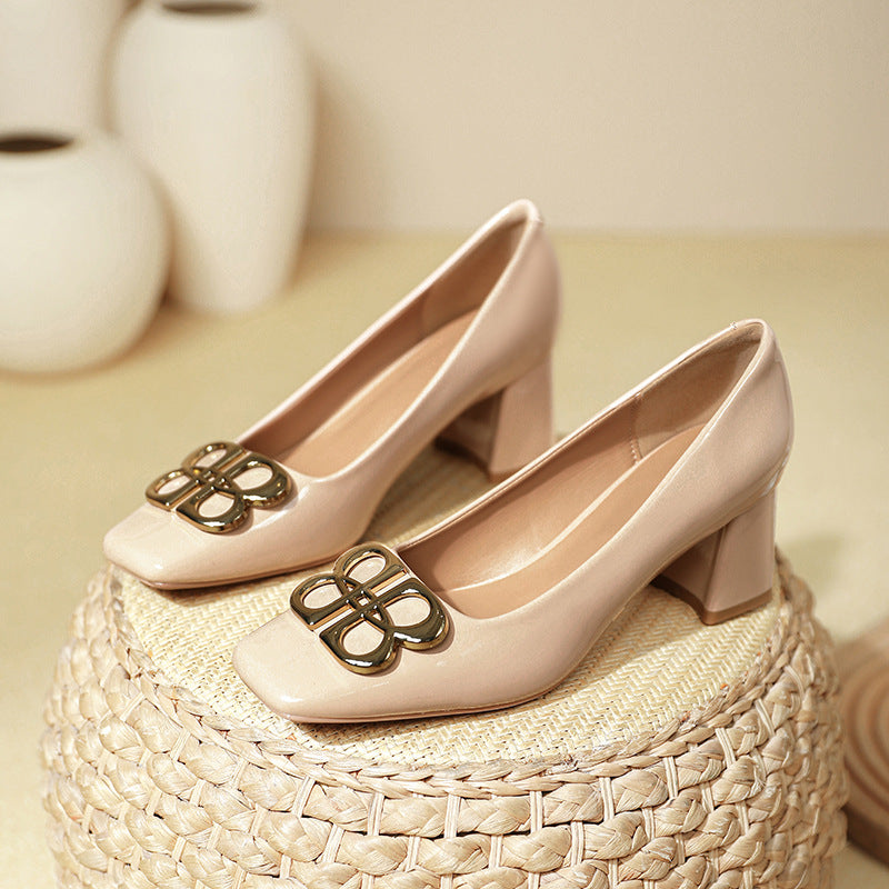 Damen elegante Blockabsatzschuhe mit Schmuckdetail R&B
