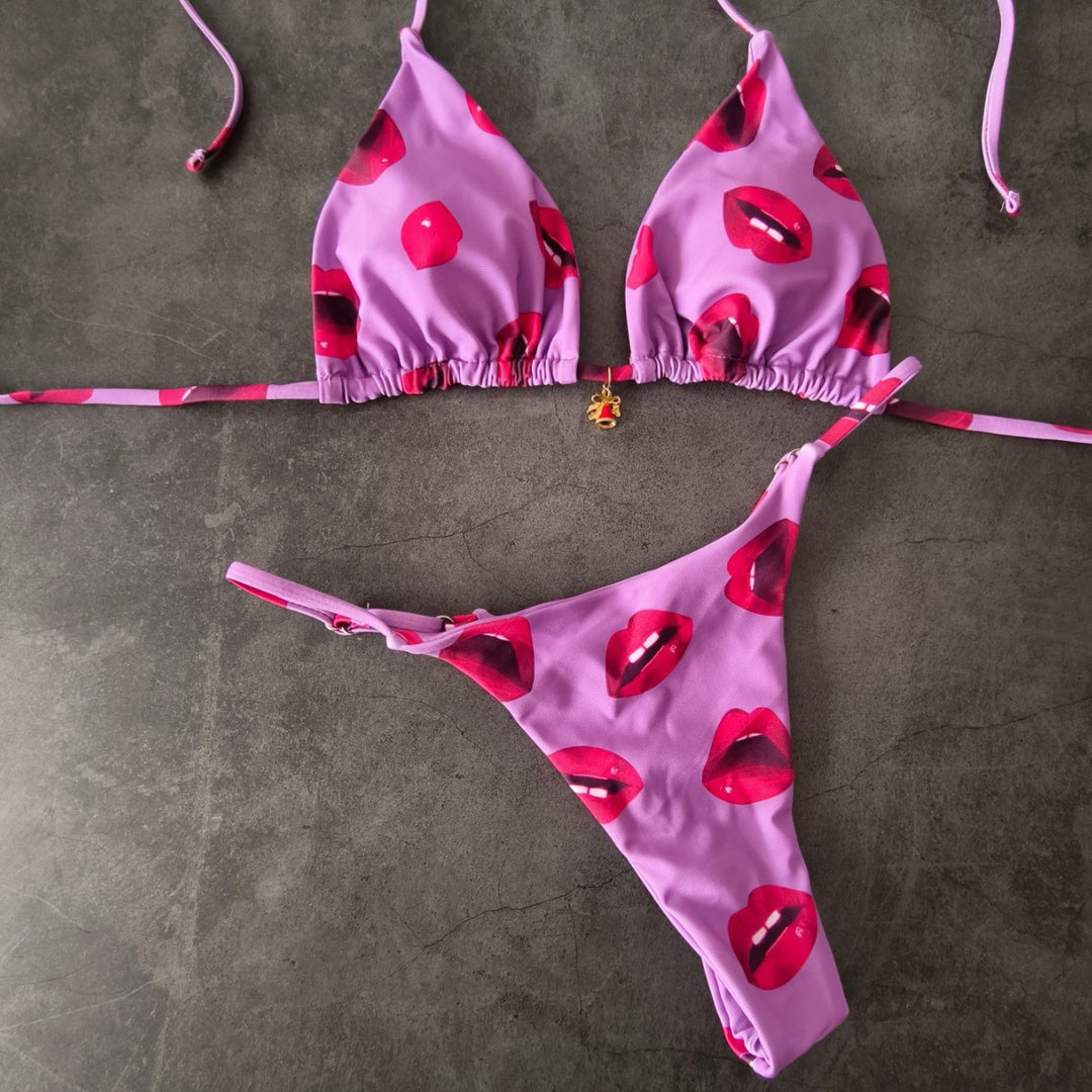 Damen Bikini-Set mit verstellbarem Triangel-Oberteil und hoch geschnittenen Hüftbund R&B