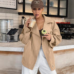 Damen Oversized Trenchcoatjacke mit eleganten Details R&B