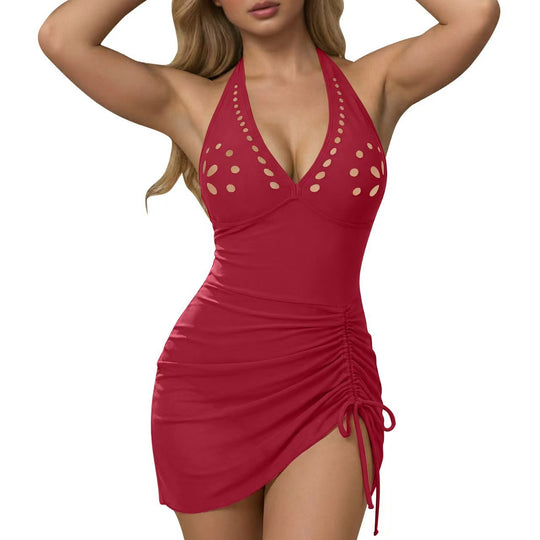 Damen Einteiler-Badeanzug mit modischem Cut-Out und Rüschendetail R&B
