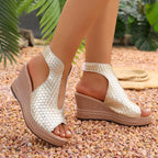 Damen Wedge-Sandaletten mit einem modischen Wabenmuster und rutschfester Sohle R&B