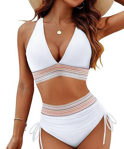 Damen Hochtailliertes Bikini-Set mit verstellbaren Trägern R&B