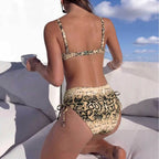 Damen Hochgeschnittener Snake-Print Bikini R&B