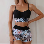 Damen modisches Crop-Top mit hochgeschnittenen Shorts R&B