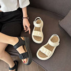 Damen Komfortable Riemchen-Sandalen mit modischem Falten-Design R&B