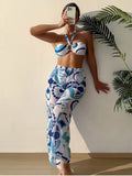 Damen Bikini-Set mit Bandeau-Oberteil und weitem Beinausschnitt R&B