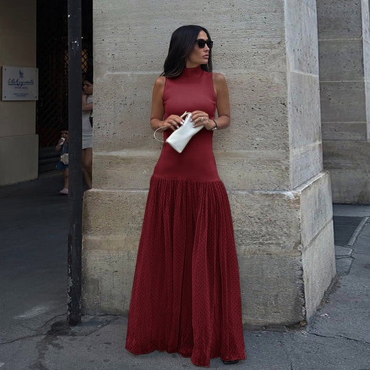 Damen Maxikleid mit ärmellosem Oberteil und romantischem Rüschensaum R&B