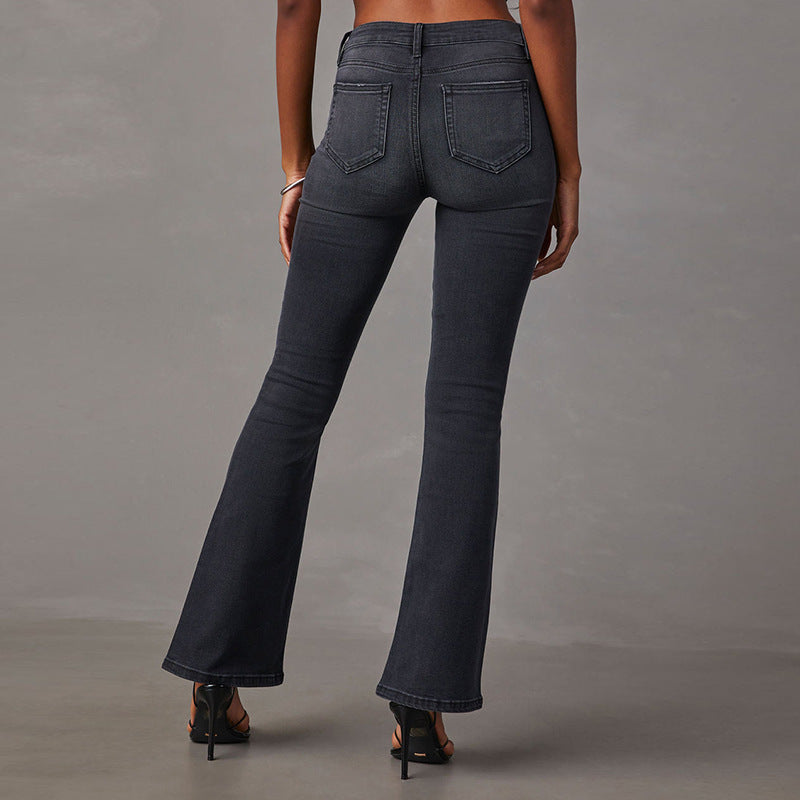 Damen Hochtaillierte Bootcut Jeans mit elegantem Schnitt und hochwertiger Denim-Qualität R&B