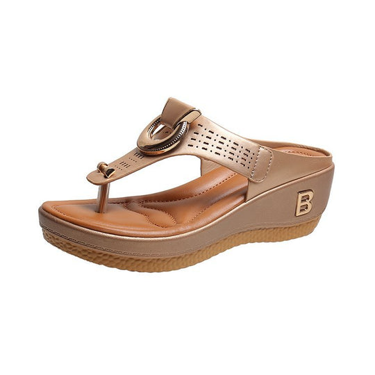 Damen Wedge-Pantoletten mit elegantem Dekor und komfortablem Fußbett R&B