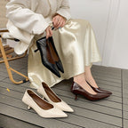 Damen elegante Slingback-Pumps mit spitzem Design und modischem Blockabsatz R&B