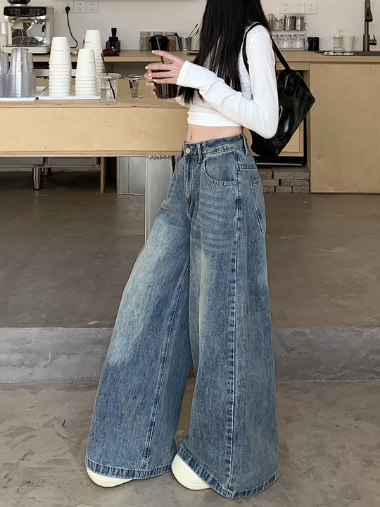 Damen Hochtaillierte Weitjeans im trendigen Streetstyle R&B