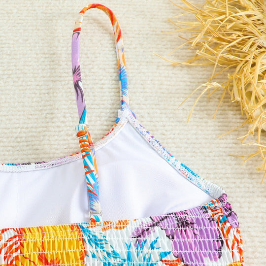 Damen Triangel-Bikini mit raffinierten Falten und floralem Design R&B