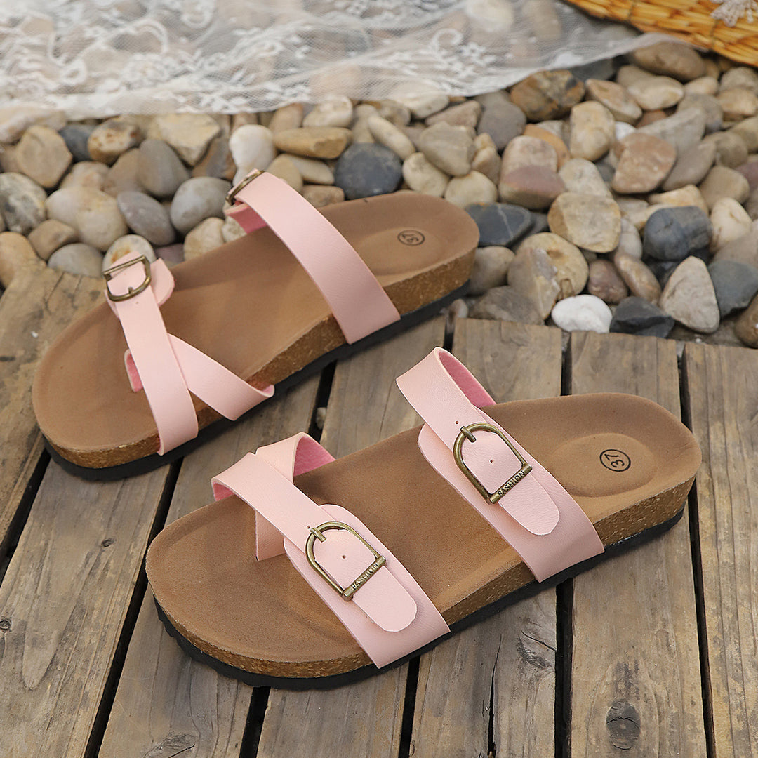 Damen Komfortable Birkentyp Sandalen mit modischen Schnallen R&B
