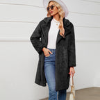 Damen Eleganter Kunstpelzmantel mit tiefem Kragen R&B