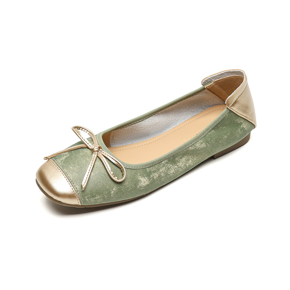 Damen elegante Ballerinas mit schimmerndem Spitze und modischem Schleifendetail