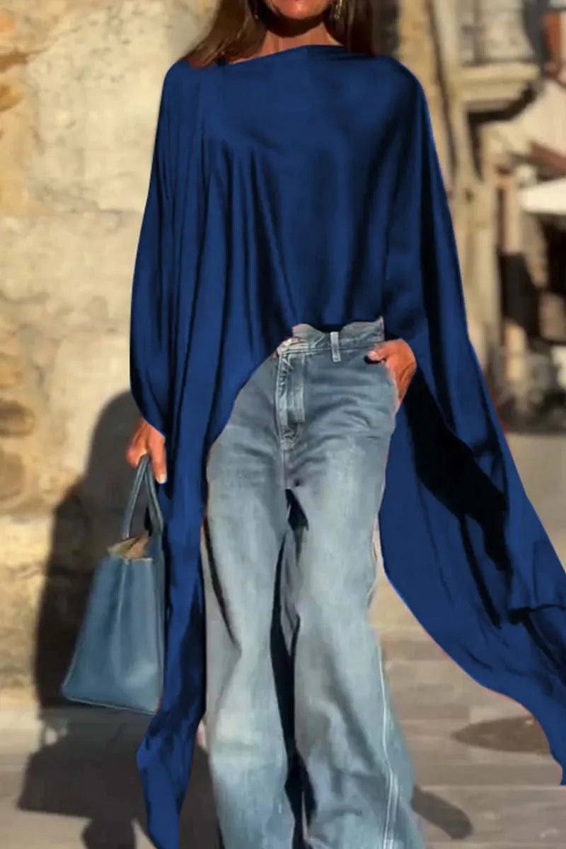 Damen luftige Tunika mit asymmetrischem Schnitt R&B