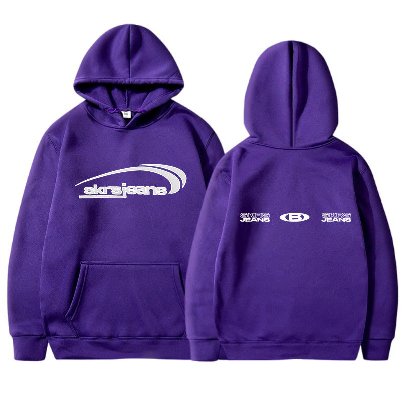 Damen Kapuzensweater mit modernem Logo-Design und praktischen Kängurutaschen R&B