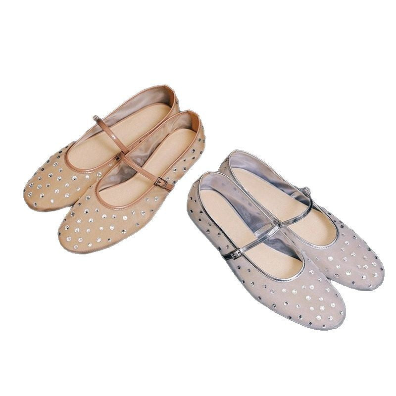 Damen Glitzernde Ballerinas mit verstellbarem Riemen und funkelnden Akzenten R&B