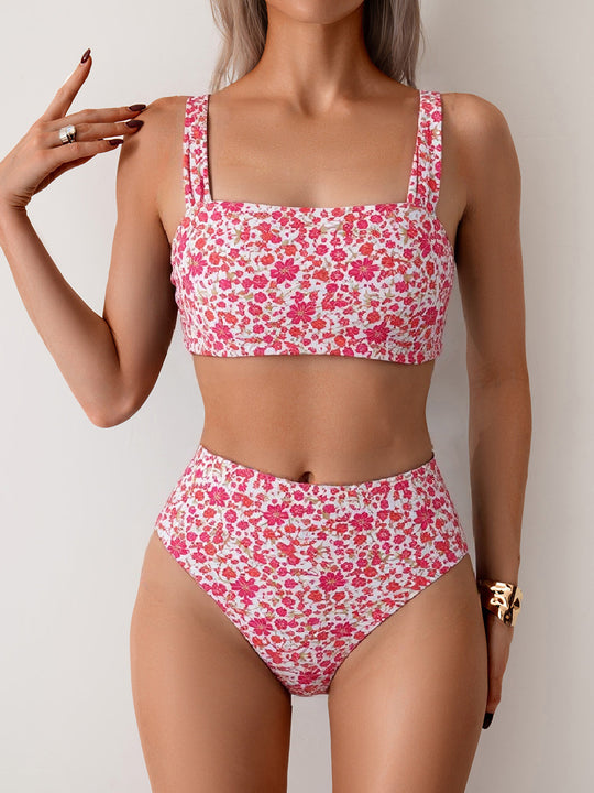 Damen Hochtailliertes Badeset mit floralem Muster R&B