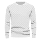 Herren nan feinstrukturierter Rundhals-Pullover mit Karo-Relief und gerippten Bündchen R&B