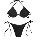Damen Triangel-Bikini mit Rippstruktur und verstellbaren BindR&Bändern R&B