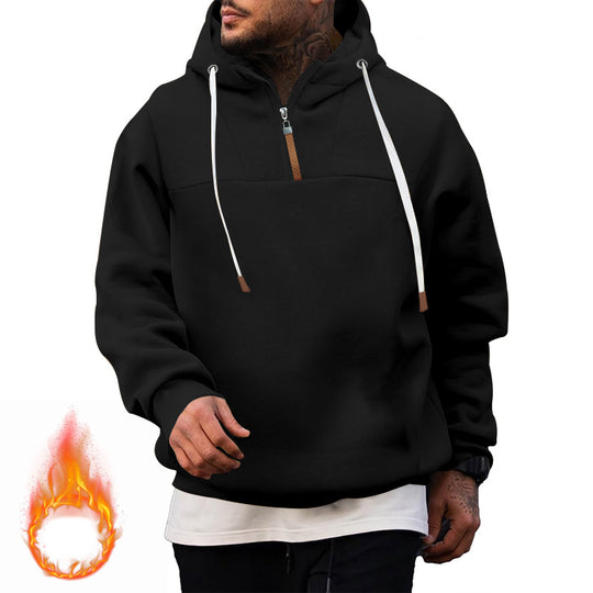 Herren Sport-Hoodie mit hohem Kragen und Reißverschluss R&B
