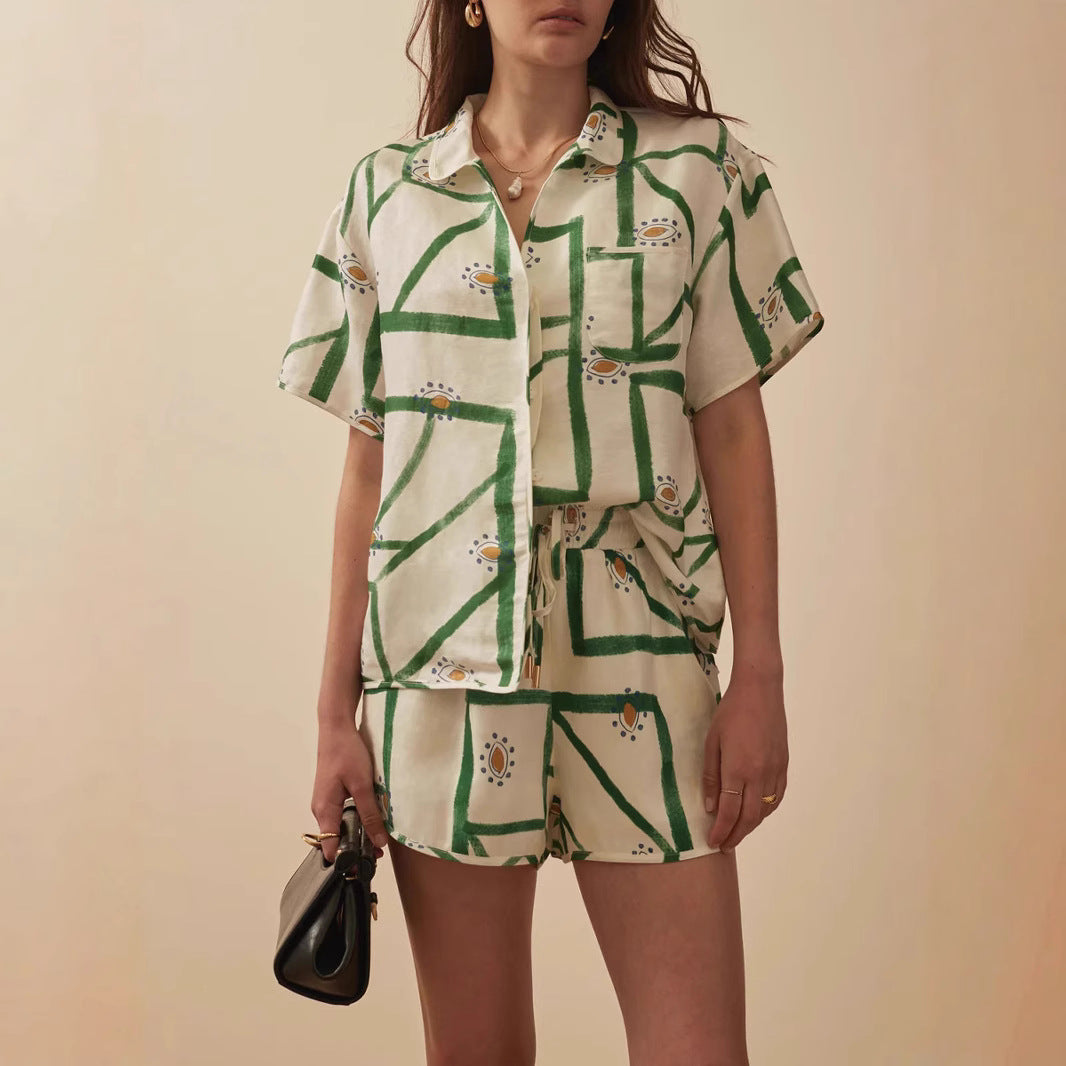 Damen Kurzoverall mit elegantem floralem Muster und lockerem Schnitt R&B
