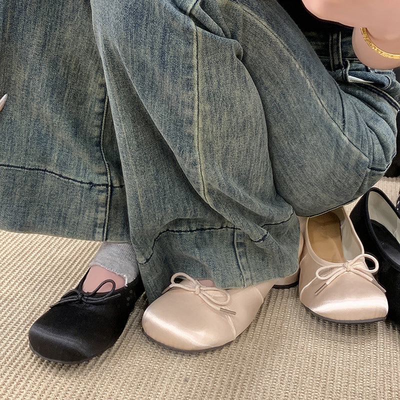 Damen Ballerinas mit punktemuster und komfortablem Blockabsatz R&B