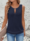 Damen luftiges Tanktop mit dekorativem Ausschnitt und feiner Struktur R&B